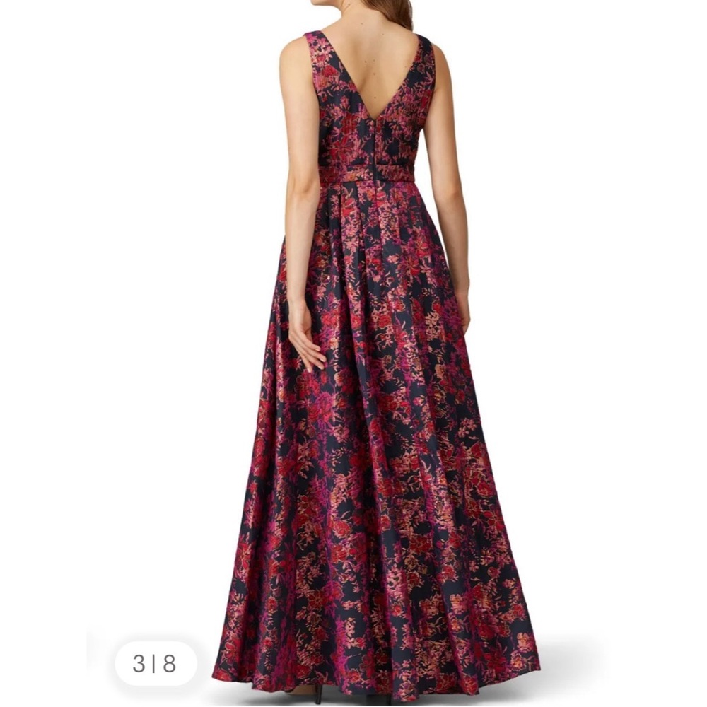 Badgley Mischka Floral Jacquard Gown! Pinks, purples, blue, gold & multicolor! - Picture 4 of 17